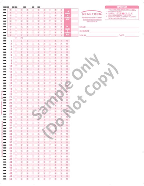 SCANTRON 100QUES 10CHOICE ID