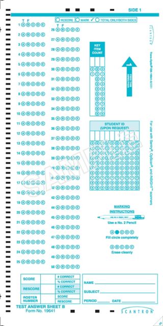 SCANTRON DM ANSWER SHEET B
