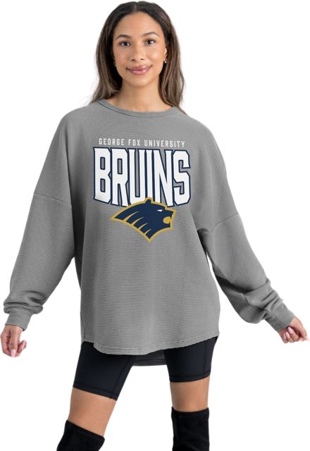 George Fox University Women's Crewneck Essential Corded Pullover with Ribbed Knit Cuff Detail